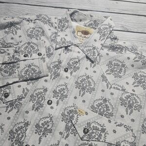 Larry Mahan Pearl‎ Snap Shirt Men's Size Large Cowboy Western White Black